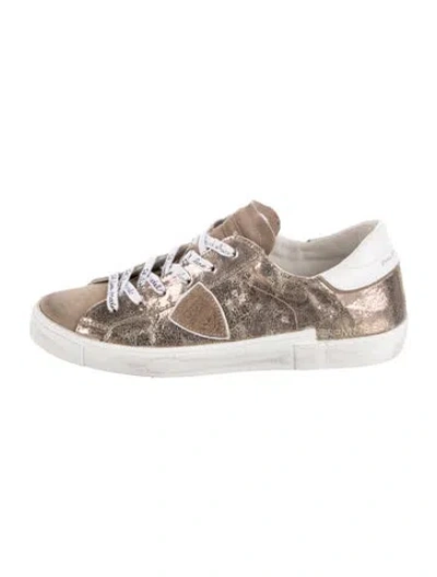 Pre-owned Philippe Model Suede Printed Sneakers In Neutral
