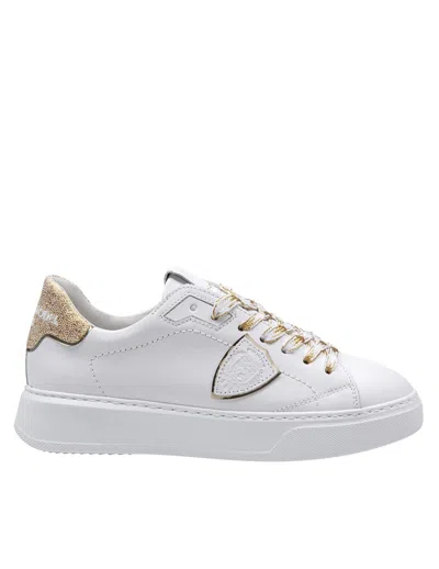 Philippe Model Temple Leather Sneakers Color White/gold In Multi