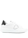 Philippe Model Low Top Leather Sneakers With Perforated Patch In White