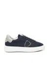 Philippe Model Temple Low Sneakers In Nubuk Blue Color In Blue