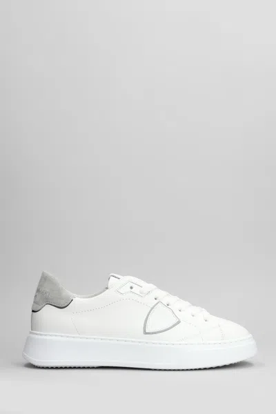 Philippe Model Temple Low Sneakers In White Leather