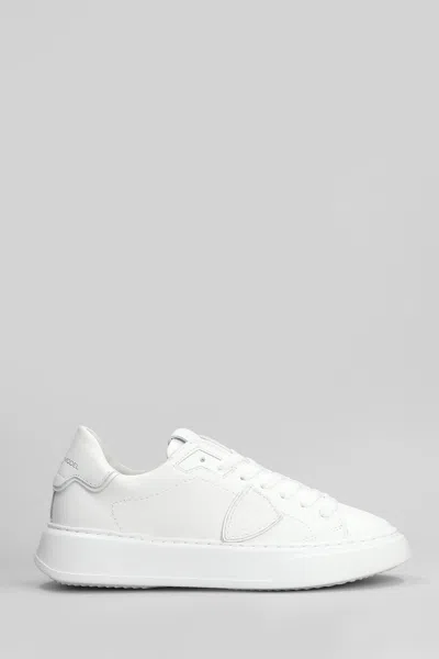 PHILIPPE MODEL TEMPLE LOW SNEAKERS IN WHITE LEATHER