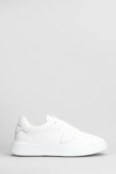 PHILIPPE MODEL TEMPLE LOW SNEAKERS IN WHITE LEATHER