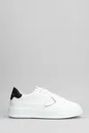 Philippe Model Low Top Leather Sneakers With Perforated Patch In White