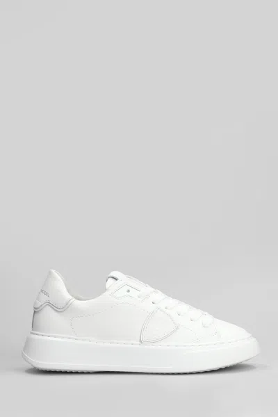 PHILIPPE MODEL TEMPLE LOW SNEAKERS IN WHITE LEATHER