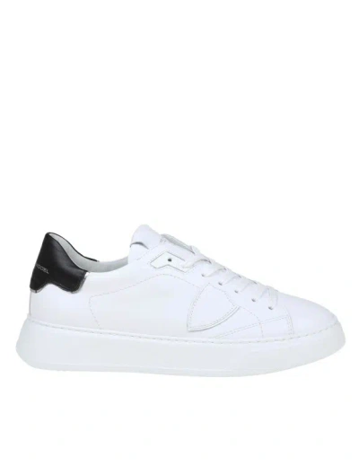 Philippe Model Temple Low Sneakers In White Leather In Multicolor