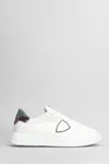 PHILIPPE MODEL TEMPLE LOW SNEAKERS IN WHITE LEATHER