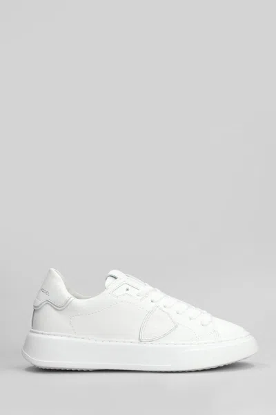 Philippe Model Temple Low Sneakers In White Leather