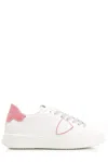 Philippe Model Low Top Leather Sneakers With Contrast Heel Tab In White