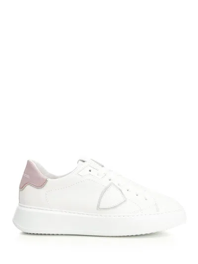 Philippe Model Temple Tennis Low Leather Trainer In White