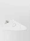 PHILIPPE MODEL TEMPLE SNEAKERS IN PEBBLE LEATHER WITH SUEDE HEEL