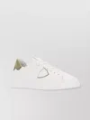 PHILIPPE MODEL TEMPLE SNEAKERS IN PEBBLE LEATHER WITH SUEDE HEEL