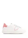 Philippe Model Low Top Leather Sneakers With Contrast Heel Tab In White