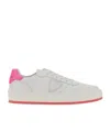 Philippe Model White Sneakers With Contrasting Pink Accents In White