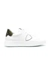 Philippe Model Tres Temple Low In Black And White Leather In White