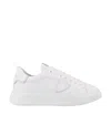 Philippe Model Temple Low Sneakers In White Leather In White