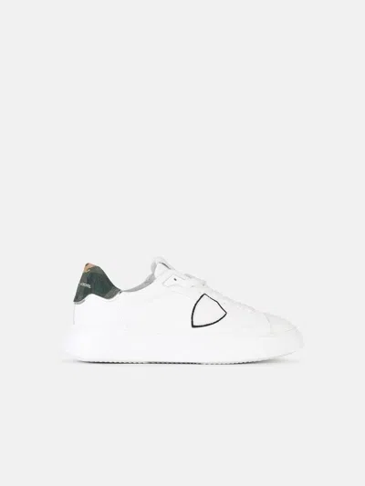 Philippe Model Temple Veau Lace-up Leather Sneakers In White