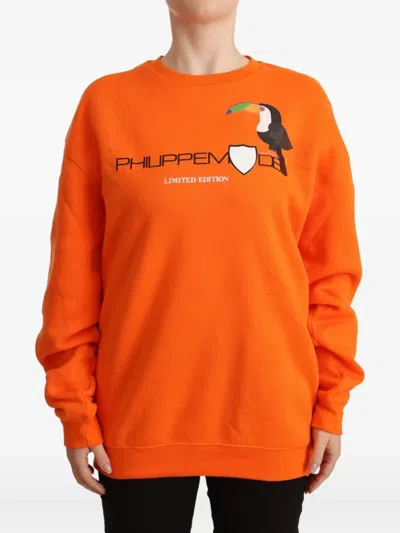 Philippe Model Toucan-print Sweater In Orange