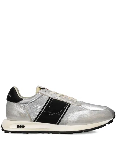 Philippe Model Tour Metallic Leather Sneakers In Gray