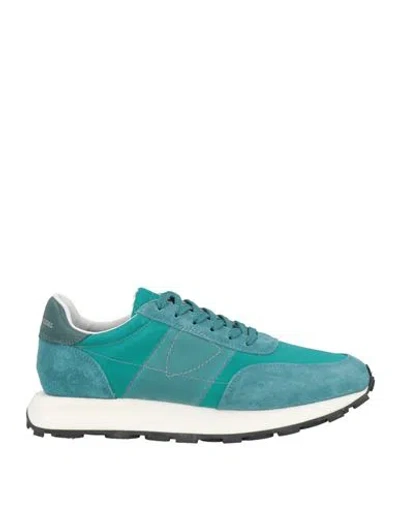 Philippe Model Tour Woman Sneakers Deep Teal Size 8 Leather, Textile Fibers In Green