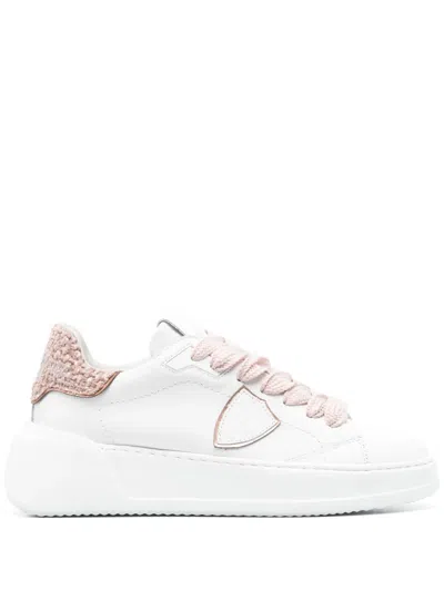 Philippe Model Tres Temple Leather Sneakers In White