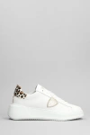 PHILIPPE MODEL TRES TEMPLE LOW SNEAKERS IN WHITE LEATHER