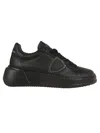 Philippe Model Tres Temple Low Woman In Veau Diamant Blanc Noir