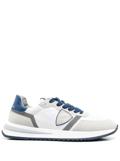 Philippe Model Tropez 2.1 White Blue Nylon Sneakers In White-blue