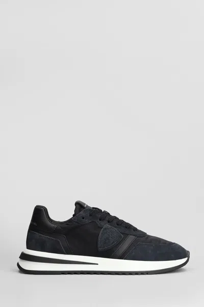 PHILIPPE MODEL TROPEZ 2.1 LOW SNEAKERS IN BLACK SUEDE AND FABRIC