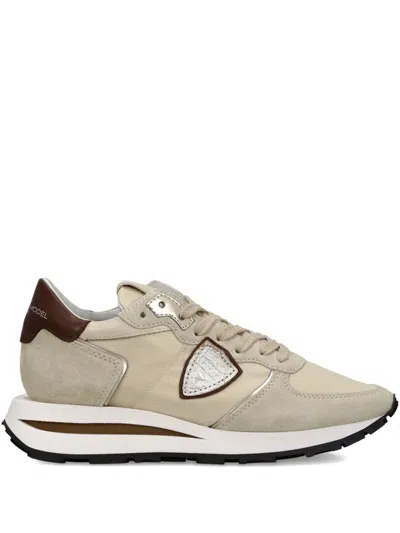 Philippe Model Tropez Haute Leather-panelled Logo Sneakers In Neutral