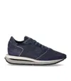 Philippe Model Tropez Haute Low Sneakers In Blue Suede And Fabric