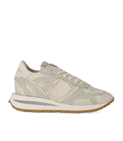 Philippe Model Tropez Haute Low Fancy Denim Metal Beige Sneaker