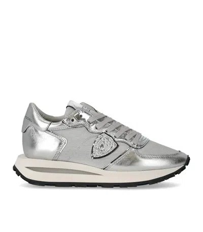 Philippe Model Tropez Haute Low Silver Sneaker In Silber