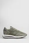 Philippe Model Tropez Haute Low Sneakers In Green Suede And Leather