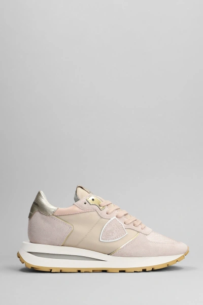 Philippe Model Tropez Haute Low Sneakers In Rose-pink Suede And Fabric