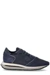 Philippe Model Tropez Haute Low Sneakers In Blue Suede And Fabric In Blu