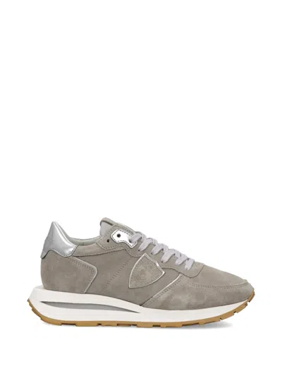 Philippe Model Tropez Haute Metallic-heel-counter Sneakers In Gray