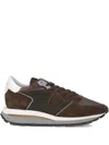 Philippe Model Trop Haute Low Sneakers In Brown Suede And Fabric In Brown