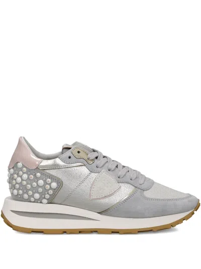 Philippe Model Tropez Haute Sneakers In Silver