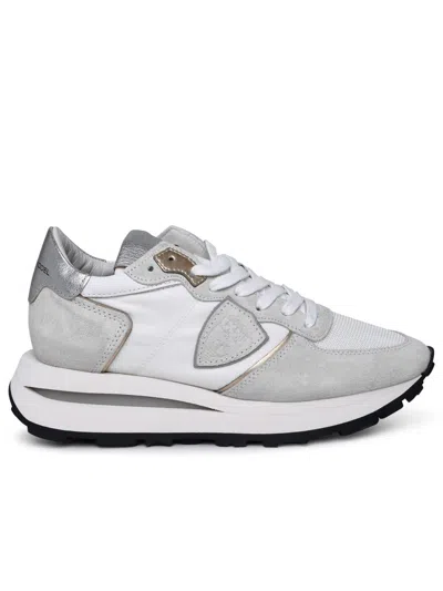 Philippe Model Tropez Haute Two-tone Suede Blend Sneakers In White