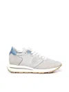Philippe Model Tropez Haute Sneakers In Grey Suede And Fabric In White, Light Blue