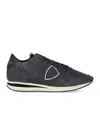 Philippe Model Branded Leather Sneakers In Blue