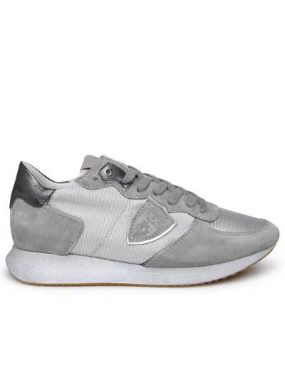 Philippe Model Trpx Sneakers In Grey Technical Fabric Blend In Silver
