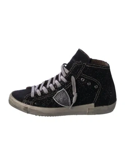 Pre-owned Philippe Model Velvet Printed Sneakers In Black