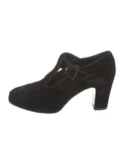 Pre-owned Philippe Model Velvet Pumps In Black