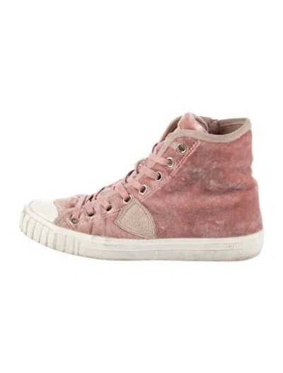 Pre-owned Philippe Model Velvet Sneakers In Pink