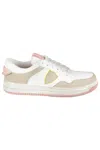 Philippe Model White And Pink Lyon Low Sneakers In White
