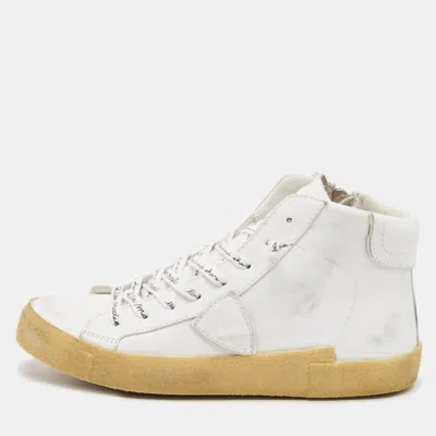Philippe Model White Leather High Top Sneakers