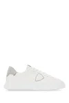 Philippe Model White Leather Temple Sneakers In Bianco Grigio