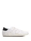 PHILIPPE MODEL WHITE PRSX LEATHER SNEAKERS WITH BLACK HEEL TAB